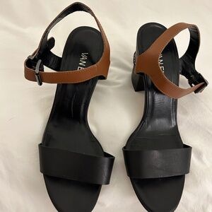 Vanelli Black Sandal with Tan strap